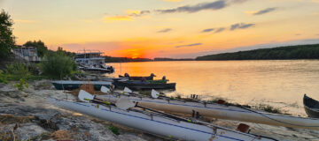 Sonnenuntergang Hafen Donaudelta